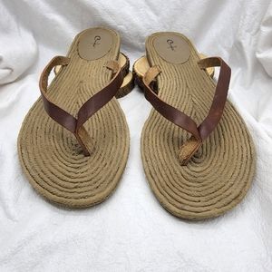 Curfew leather & woven flip flop sandals